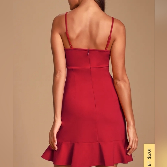 Lulu's Heart Eyes Red Ruffled Bodycon Mini Dress, Size XS - Picture 2 of 11